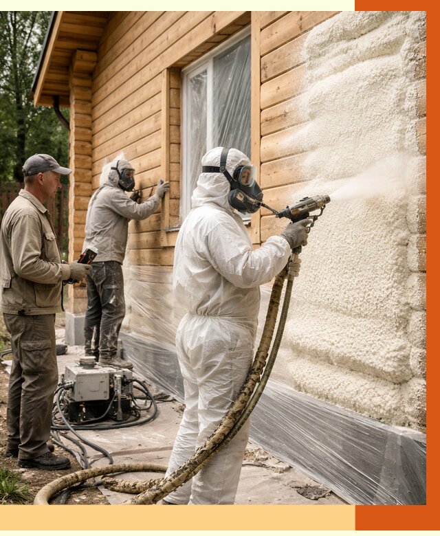 Утепление дома из бруса ППУ в Анапе от 3998 руб/м2 под ключ | ТепломастерНпа