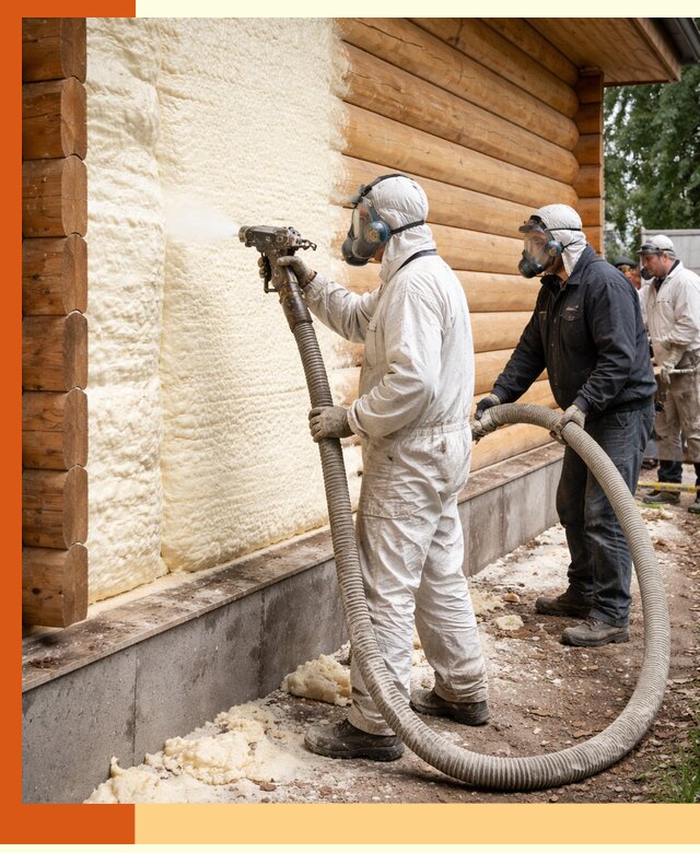 Утепление дома из бруса пенополиуретаном в Анапе