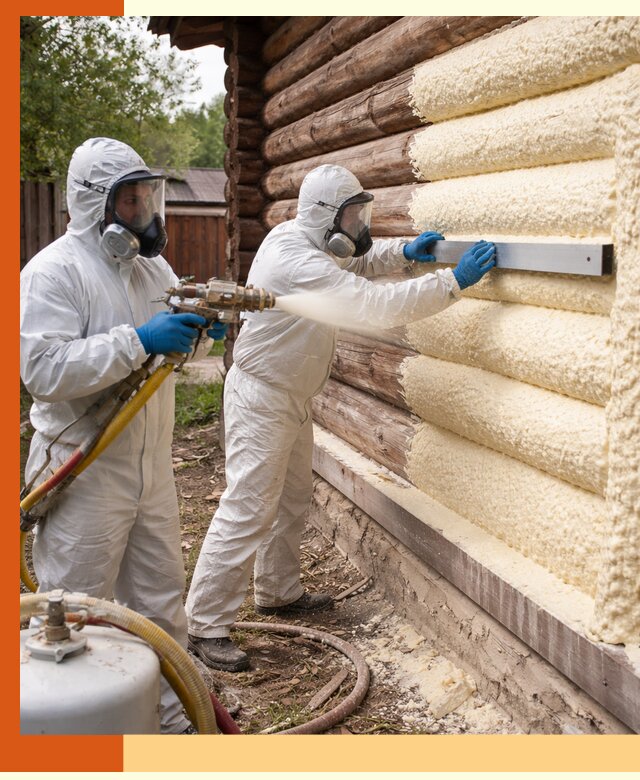 Утепление бревенчатого дома ППУ в Анапе эффективной изоляцией