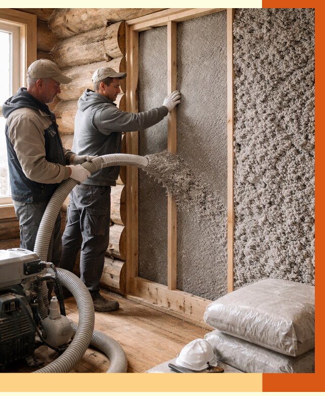 Утепление бревенчатого дома эковатой в Анапе от 2856 руб. | ТепломастерНпа