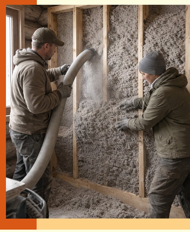 Утепление бревенчатого дома эковатой в Анапе