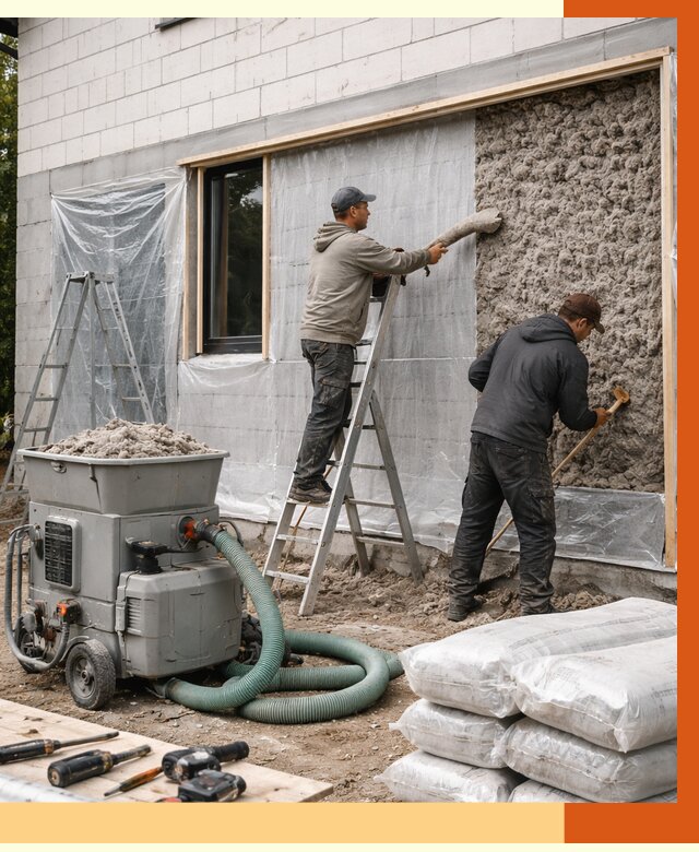 Утепление дома из газобетона эковатой в Анапе от 4673 руб./м2 | ТепломастерНпа