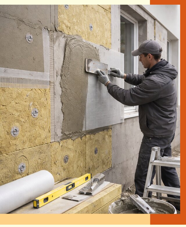 Утепление фасада под штукатурку в Анапе от 4361 руб/м2 — монтаж пенопластом и минватой | ТепломастерНпа