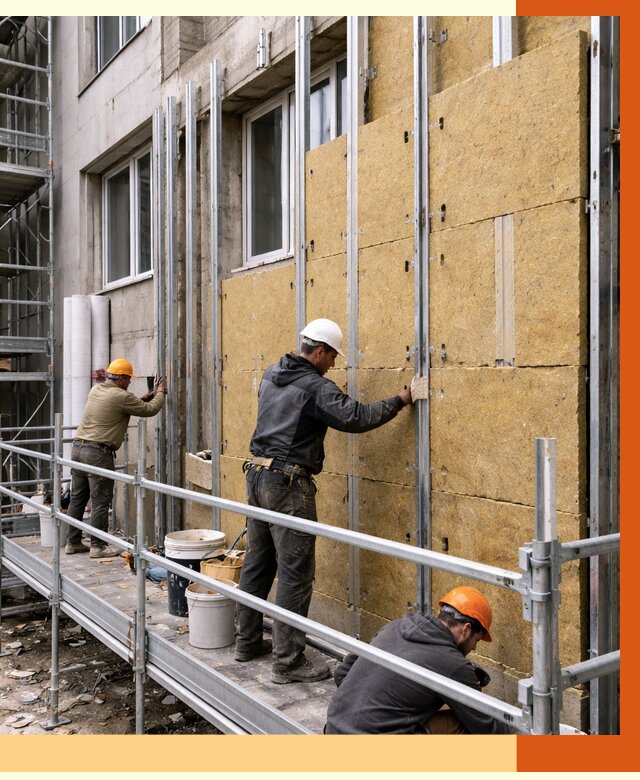 Утепление вентилируемого фасада в Анапе от 5815 руб/м2 — монтаж и утепление вентфасад | ТепломастерНпа