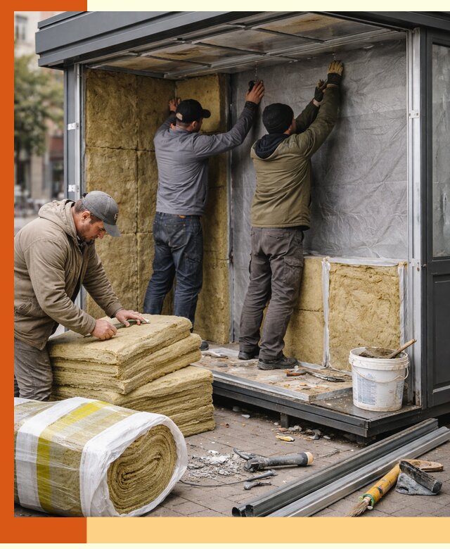 Утепление павильона шаурмы под ключ в Анапе