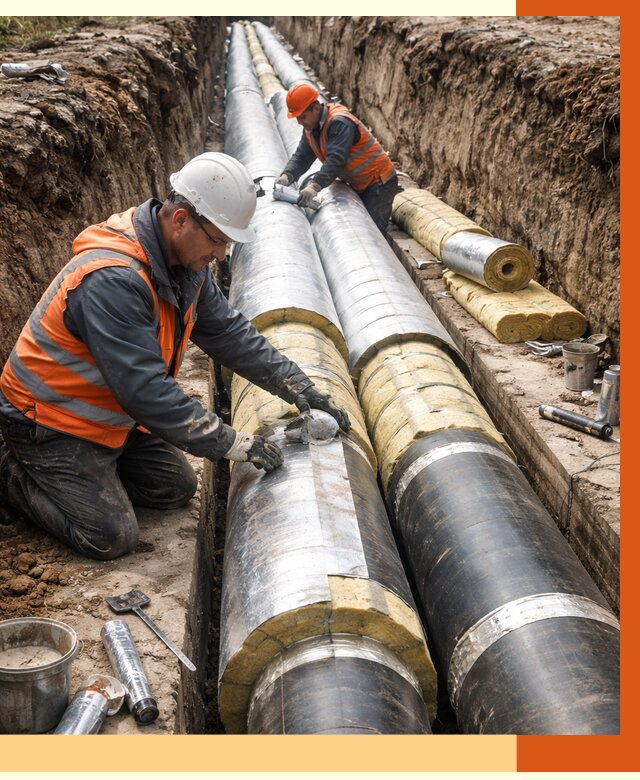 Утепление теплотрассы в Анапе от 4673 руб./м2 — ппу и комплексная изоляция | ТепломастерНпа