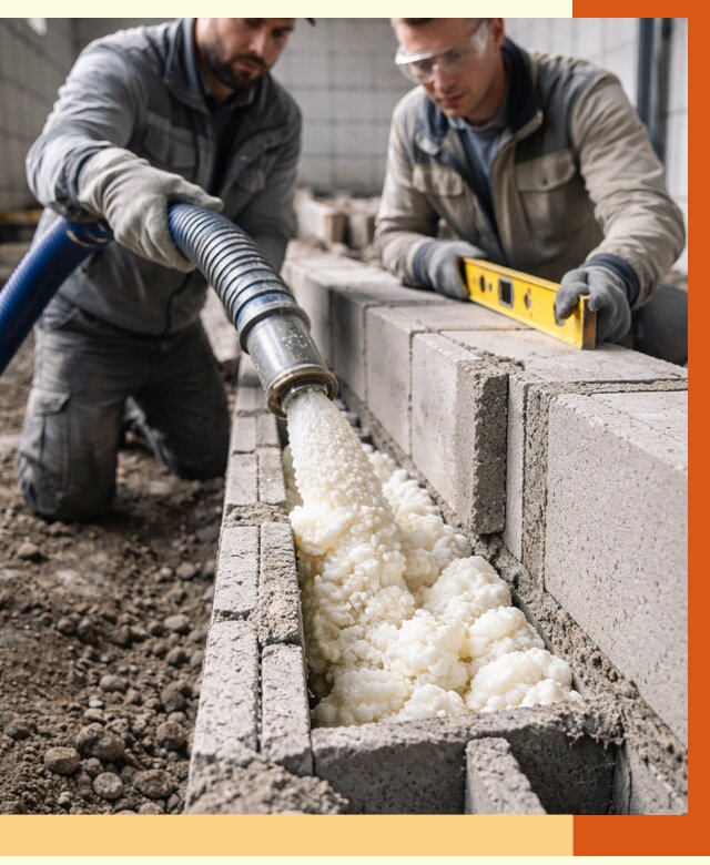 Заполнение колодцевой кладки ППУ в Анапе от 4361 руб. за м2 | ТепломастерНпа