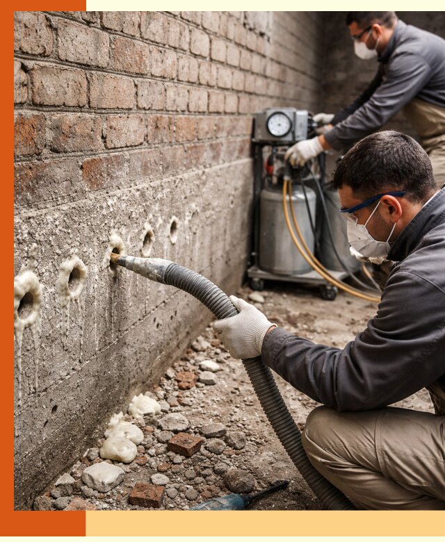 Заполнение колодцевой кладки ППУ в Анапе быстро и герметично