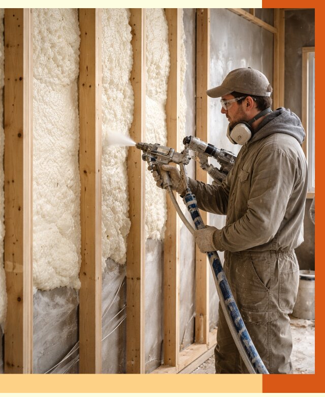 Утепление каркасной стены ППУ в Анапе от 4413 руб./м2 под ключ | ТепломастерНпа