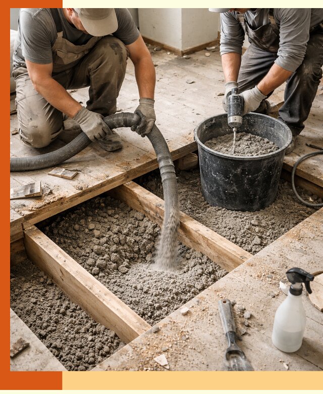 Заполнение пустот пола в Анапе полиуретаном и пенополистиролом