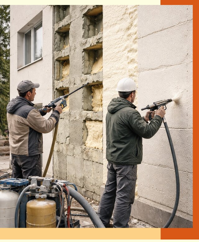 Заполнение пустот фасада в Анапе от 4673 руб. — утепление пустот облицовки | ТепломастерНпа