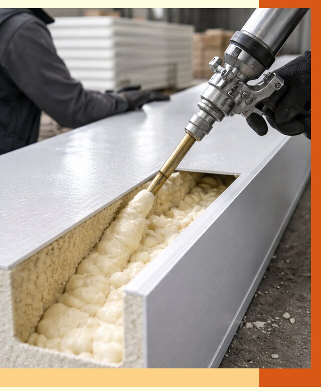 Заполнение пустот холодильных панелей в Анапе от 7788 руб. | ТепломастерНпа