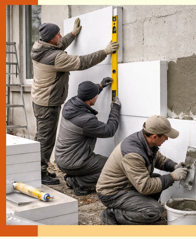 Утепление пенопластом наружных стен и фасадов в Анапе