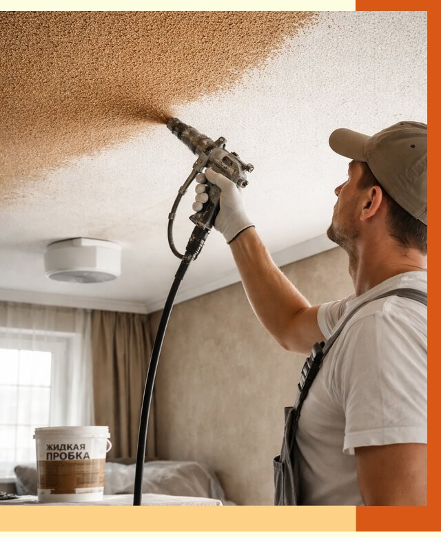 Утепление потолка жидкой пробкой в Анапе от 3634 руб. | ТепломастерНпа