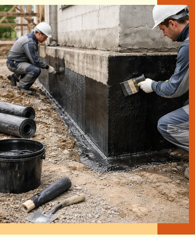 Гидроизоляция фундамента в Анапе от 1298 руб. — профессионально, под ключ | ТепломастерНпа