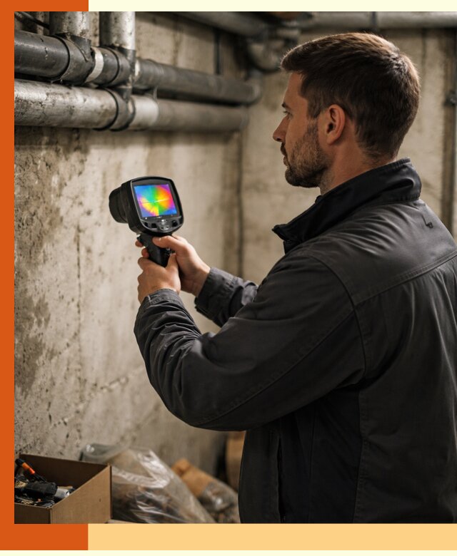 Тепловизионное обследование подвала в Анапе для поиска утечек тепла