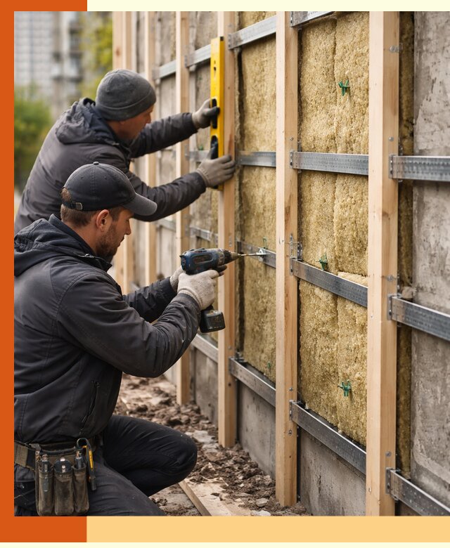 Монтаж обрешетки под утепление зданий и квартир в Анапе